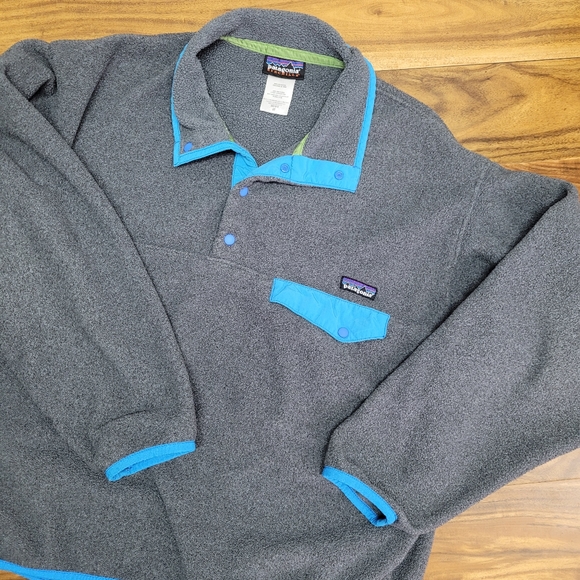 Patagonia Gray and Blue Synchilla Snap T pullover fleece - Picture 5 of 8